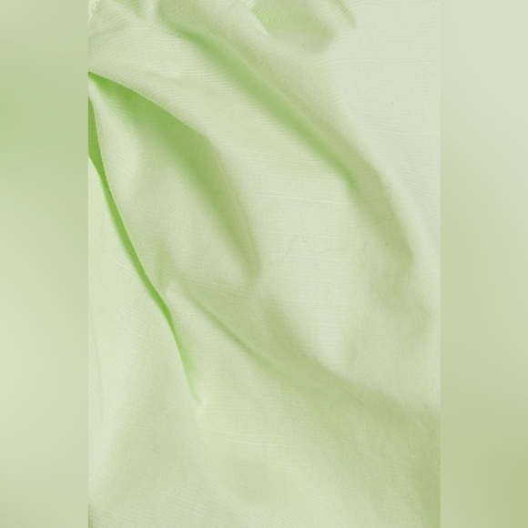 NWOT Vince Draped Square Neck Cotton Top with Puff Sleeves in Honeydew - Picture 11 of 14